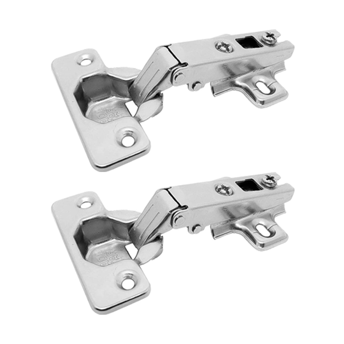 Kit 5 Dobradiças Caneco 35mm Slide On 110° Pro Tradestar para portas de armários e móveis. Dobradiça reta de aço niquelado, abertura de 110 graus, diâmetro 35mm, ideal para portas de 14mm a 23mm.