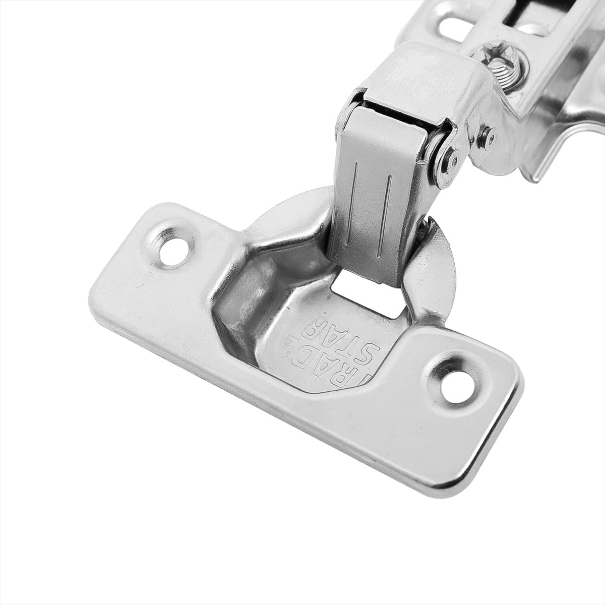 Kit com 25 dobradiças slide on 110° caneco 35mm Tradestar para armário. Dobradiça de aço niquelado com fechamento suave (soft close), ideal para portas de móveis, proporcionando abertura de 105° e fácil instalação.