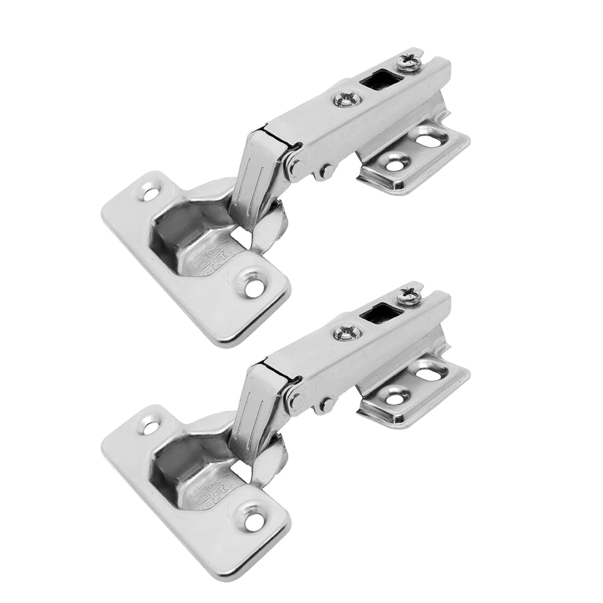 Kit com 5 dobradiças Slide On 110° caneco 35mm H=2 R para armário, dobradiça reta Tradestar para portas de móveis, aço niquelado, abertura 110°, fixação 4 furos, ideal para armários e móveis.