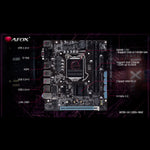 Placa mãe Afox IH110D4-MA2 LGA 1151 DDR4 HDMI VGA M.2 - Visão detalhada da placa, mostrando conectores USB 2.0 e 3.0, HDMI, VGA, LAN, slots de memória DDR4, chipset Intel H110 e soquete 1151. Ideal para processadores Intel de 6ª, 7ª, 8ª e 9ª geração. Suporta até 64GB de memória. Modelo AFOX-IH110D4-MA2.