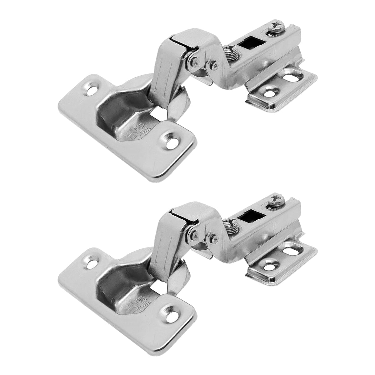 Kit 5 Dobradiças Caneco Duplo Alta 35mm Slide On Tradestar para portas de armários e móveis, em aço niquelado, com abertura de 110 graus e caneco de 35mm. Ideal para instalação em móveis com espessura de 14mm a 23mm.