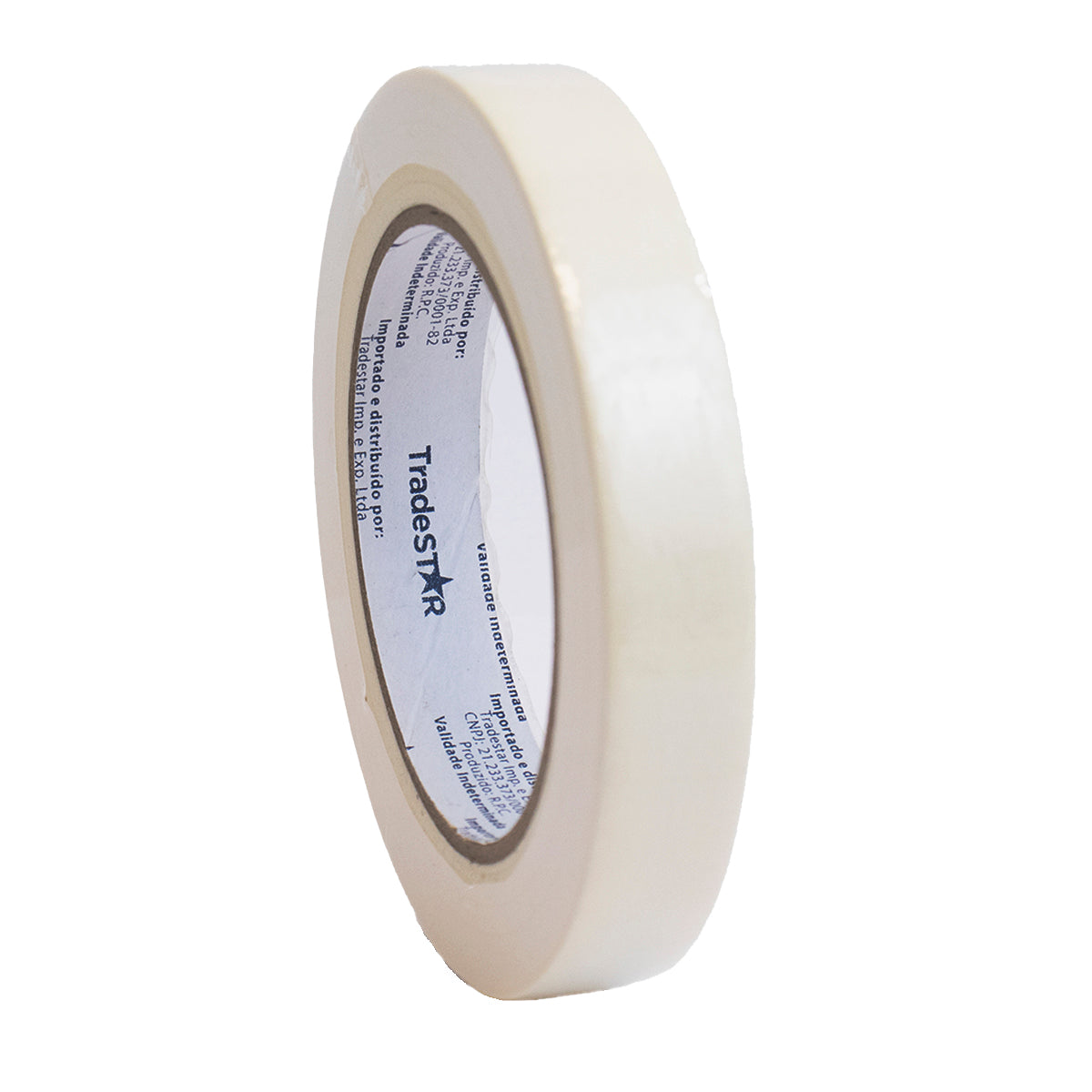 Fita adesiva crepe de papel TradeStar 18mm x 50m, rolo branco para pintura, vedação e fixação. Ideal para uso em reformas, construção e trabalhos de precisão. Embalagem com 12 rolos.