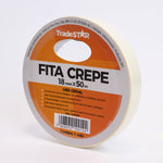 Fita adesiva crepe de papel TradeStar 18mm x 50m, ideal para pintura, vedação, empacotamento e fixação. Adesivo forte, fácil de remover e não deixa resíduos. Embalagem com 12 rolos.