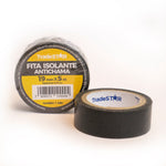 Fita isolante antichama preta Tradestar 19mm x 5m, ideal para isolamento elétrico, proteção de fios e cabos. Fita de PVC de alta resistência, suporta até 600V e 80°C. Perfeita para uso em projetos elétricos e organização de cabos.