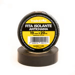 Fita isolante antichama preta Tradestar 19mm x 20m, ideal para isolamento elétrico, proteção de fios e cabos, com alta resistência e durabilidade. Fita de PVC, suporta até 600V e 80°C. Perfeita para projetos elétricos e organização de cabos.
