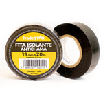 Fita isolante PVC antichama preta Tradestar 19mm x 20m, ideal para isolamento elétrico, proteção de fios e cabos, com alta resistência e durabilidade. Perfeita para projetos DIY e reparos elétricos.