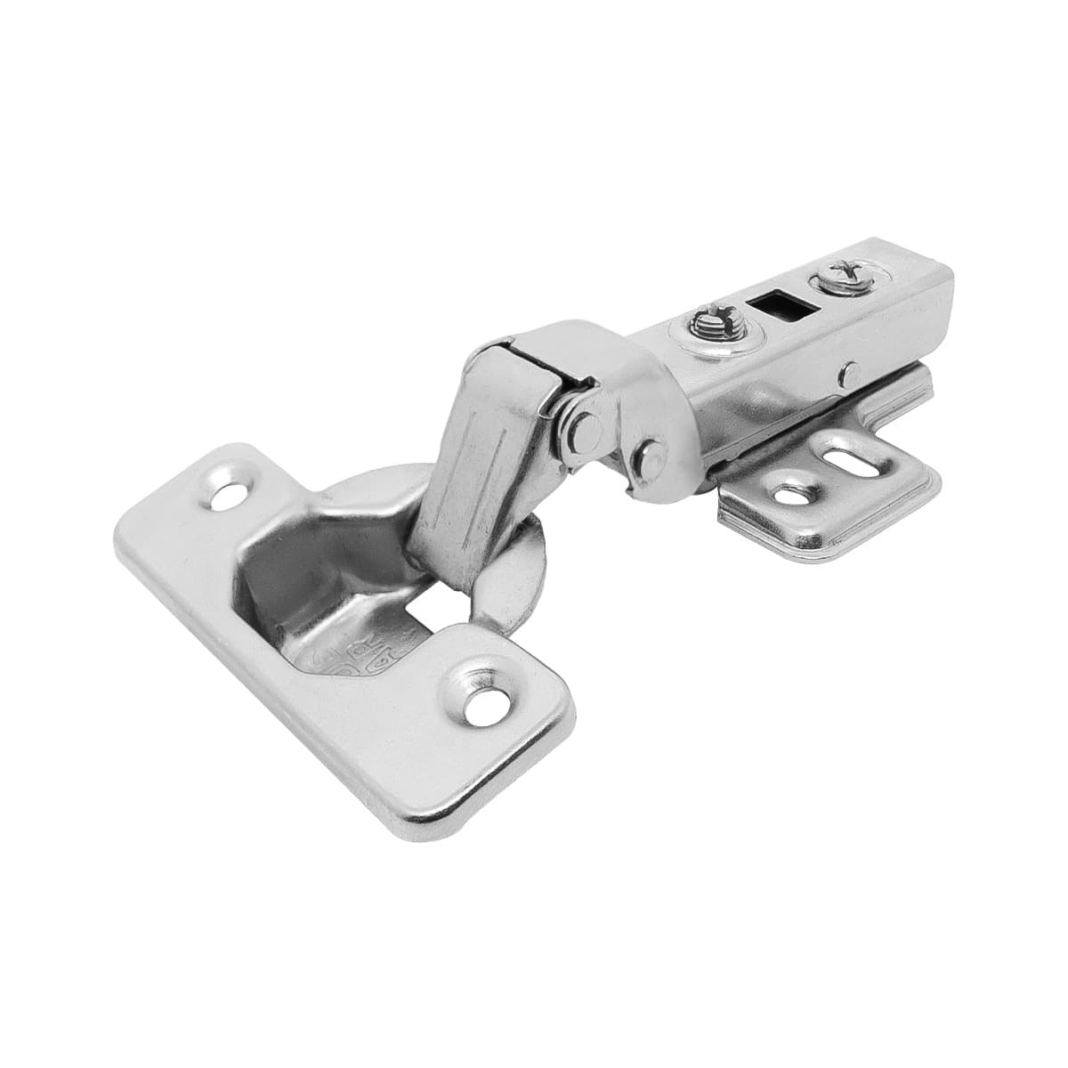 Kit 4 Dobradiça Curva Armário 35mm C/ Amortecedor Tradestar - Dobradiça Clip On Soft Close para portas de armários e móveis, aço niquelado, fechamento suave, 105° abertura, ideal para móveis com design curvo.