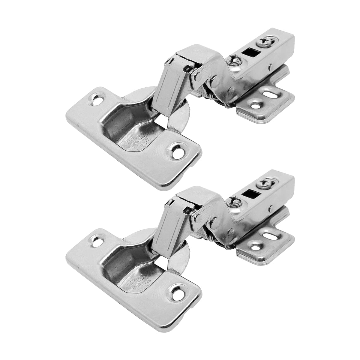 Kit 2 Dobradiças Alta para Armário 35mm com Amortecedor Tradestar - Dobradiça Clip On Soft Close em aço niquelado para portas de armários e móveis, com fechamento suave e abertura de 105 graus.