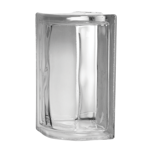 Bloco de Vidro Canto para Acabamento Final 19x19x8 Tradestar - Ideal para cantos de 90 graus, proporcionando um acabamento sofisticado em projetos de construção e design de interiores. Perfeito para divisórias, fachadas e áreas que necessitam de luz natural e privacidade.
