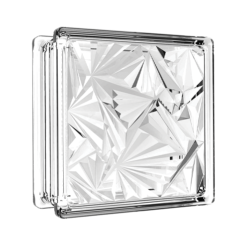 Tijolo Bloco de Vidro Transparente 19x19x8 Tradestar - Bloco de vidro incolor com acabamento transparente e ondulações, ideal para paredes, divisórias e proporcionar claridade em ambientes internos e externos. Perfeito para projetos de design e construção.