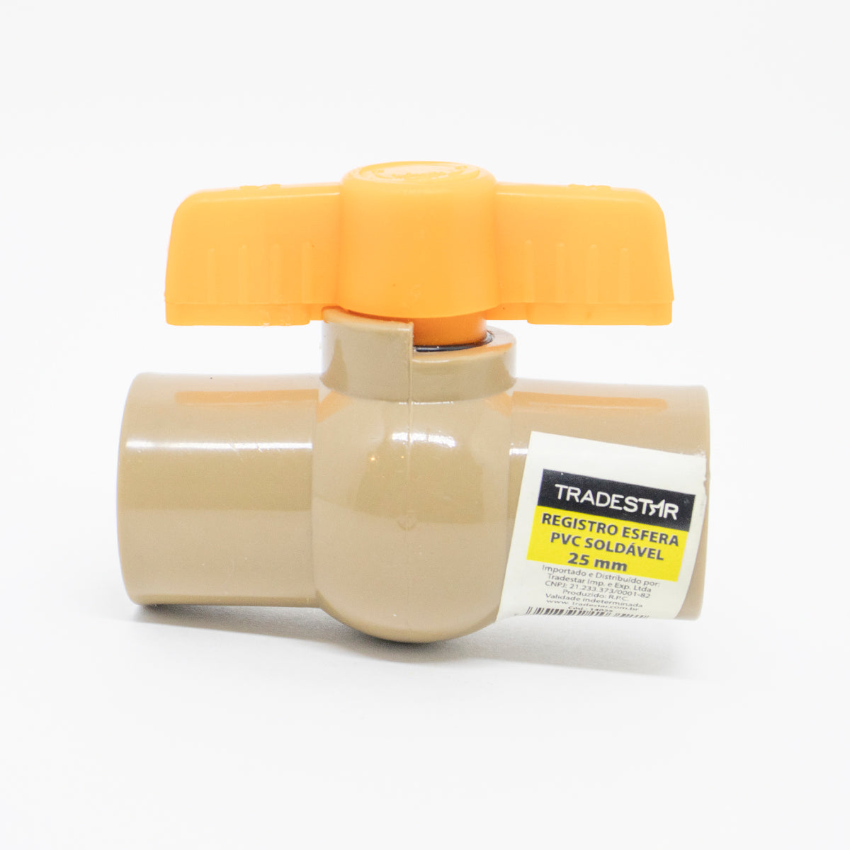 Registro Esfera PVC Soldável 3/4 25mm Tradestar - Válvula de esfera em PVC para controle de fluxo hidráulico, ideal para sistemas de água potável, irrigação e drenagem. Resistente à corrosão, fácil instalação e vedação eficiente.