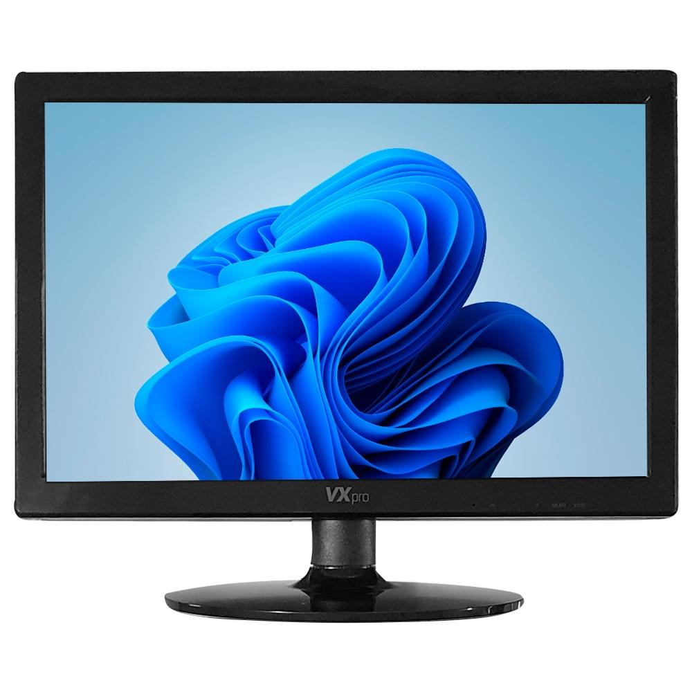 Monitor Vxpro Vx154z 15.4 polegadas com resolução 1280x800, 5ms de tempo de resposta, conexões HDMI e VGA, ideal para trabalho e entretenimento. Tela plana com design moderno e bordas finas, exibindo imagem nítida e detalhada.