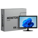 Monitor Vxpro Vx154z 15.4 polegadas com resolução 1280x800, 5ms, HDMI/VGA. Monitor de tela plana com caixa ao fundo mostrando o nome do produto e a marca VXpro.