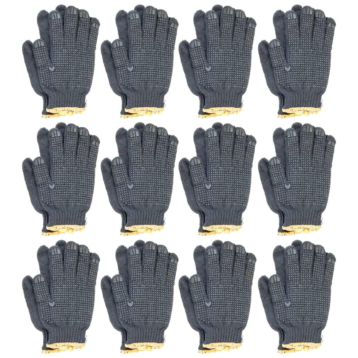 Luva de pano tricotada de malha pigmentada preta Tradestar, kit com 12 pares, EPI para proteção das mãos em trabalhos manuais, industriais e jardinagem. Luvas de segurança com alta resistência, conforto e design para uso diário.