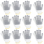 Luvas de pano tricotadas de malha pigmentada branca, kit com 12 pares EPI, ideais para proteção em trabalhos manuais, industriais e jardinagem. Luvas TradeStar com design confortável e durável.