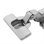Kit 10 Dobradiça Easy Tn Click Alta Capa Parafuso Tradestar - Dobradiça clip on 105 com soft close 3D alta em aço niquelado, com capa e parafusos, ideal para móveis, proporcionando fechamento suave e silencioso. Abertura de 105° e regulagem 3D para ajuste preciso.