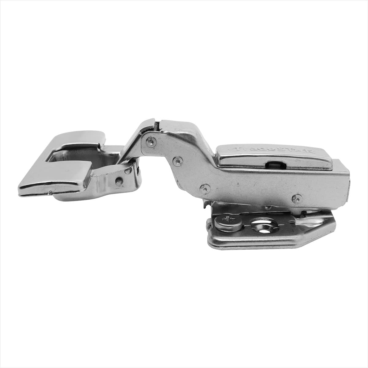 Kit 10 Dobradiça Easy Tn Click Alta Capa Parafuso Tradestar - Dobradiça clip on 105 com soft close 3D alta em aço niquelado, ideal para móveis. Inclui capa de braço, capa de caneco e parafusos. Fechamento suave, abertura 105° e regulagem 3D. Dimensões: 35mm x 11,5mm. Espessura: 14mm a 21mm. Tradestar.