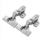 Kit 10 Dobradiça Easy Tn Click Curva Capa Parafuso Aço Inox - Dobradiça clip on soft close em aço inox para móveis, com capa de braço, capa de caneco e parafusos inclusos. Ideal para portas de armários e gavetas, com abertura de 105° e fechamento suave.