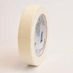 Fita adesiva crepe de papel TradeStar 24mm x 50m, rolo único em fundo branco. Ideal para pintura, vedação e embalagens. Fita crepe branca, resistente e fácil de aplicar, perfeita para uso geral em projetos e trabalhos manuais.
