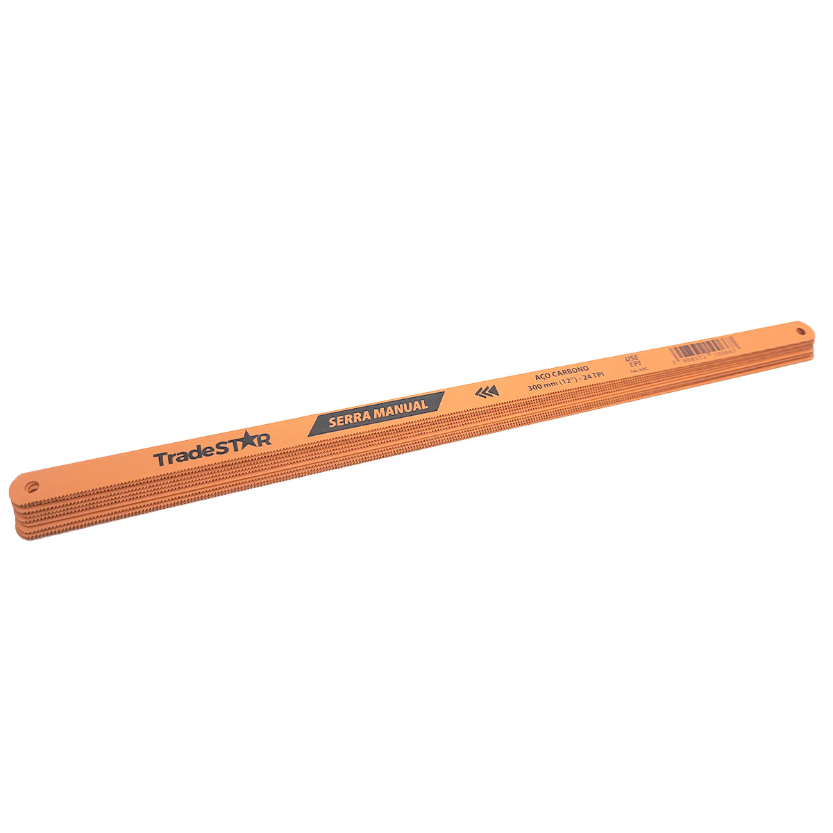 10 Serrinhas Serra Manual Bimetal Tradestar 24 Dentes, lâminas de serra manuais de aço carbono de 300mm (12 polegadas) com 24 dentes por polegada (DPP), ideais para cortes precisos em madeira e outros materiais. Ferramenta Tradestar para marcenaria e carpintaria.