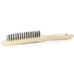 Kit C/ 5 Escovas de Aço Cabo de Madeira Multiuso Tradestar - Escovas manuais com cerdas de aço e cabos de madeira para limpeza e preparação de superfícies. Ideal para remover ferrugem, sujeira e resíduos em projetos de bricolagem e uso geral.