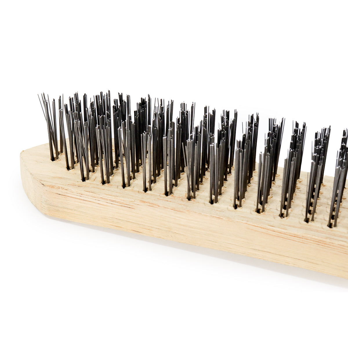 Kit de Escovas de Aço com Cabo de Madeira Tradestar - Conjunto com 5 escovas multiuso para limpeza e preparação de superfícies, incluindo escovas com 3, 4, 5 e 6 fileiras de cerdas e uma escova sem cabo, ideal para remover ferrugem, sujeira e resíduos. Ferramenta essencial para bricolagem e uso profissional.