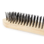 Kit de Escovas de Aço com Cabo de Madeira Tradestar - Conjunto com 5 escovas multiuso para limpeza e preparação de superfícies, incluindo escovas com 3, 4, 5 e 6 fileiras de cerdas e uma escova sem cabo, ideal para remover ferrugem, sujeira e resíduos. Ferramenta essencial para bricolagem e uso profissional.