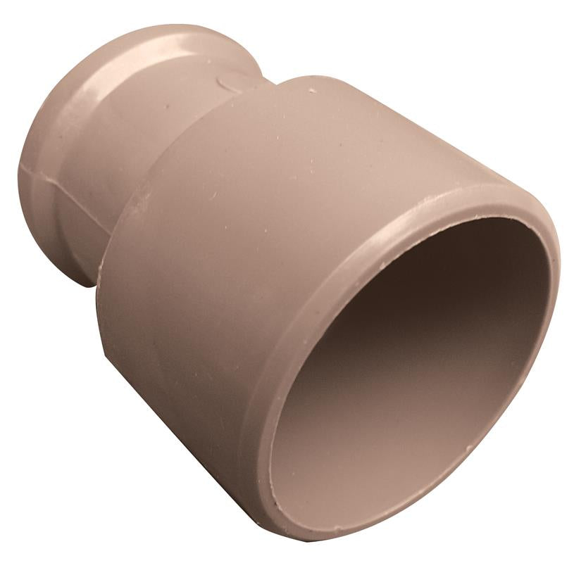 Bucha de Redução Soldável Longa 50 x 25mm Akato em PVC marrom, utilizada para reduzir diâmetros em instalações hidráulicas. Conexão segura e livre de vazamentos. Ideal para instalações soldáveis.