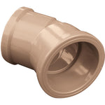 Joelho 45º Soldável 50mm Akato para instalações hidráulicas, peça em PVC para mudança de direção em tubulações. Ideal para encanamentos, bitola de 50mm, alta durabilidade e pronta entrega.