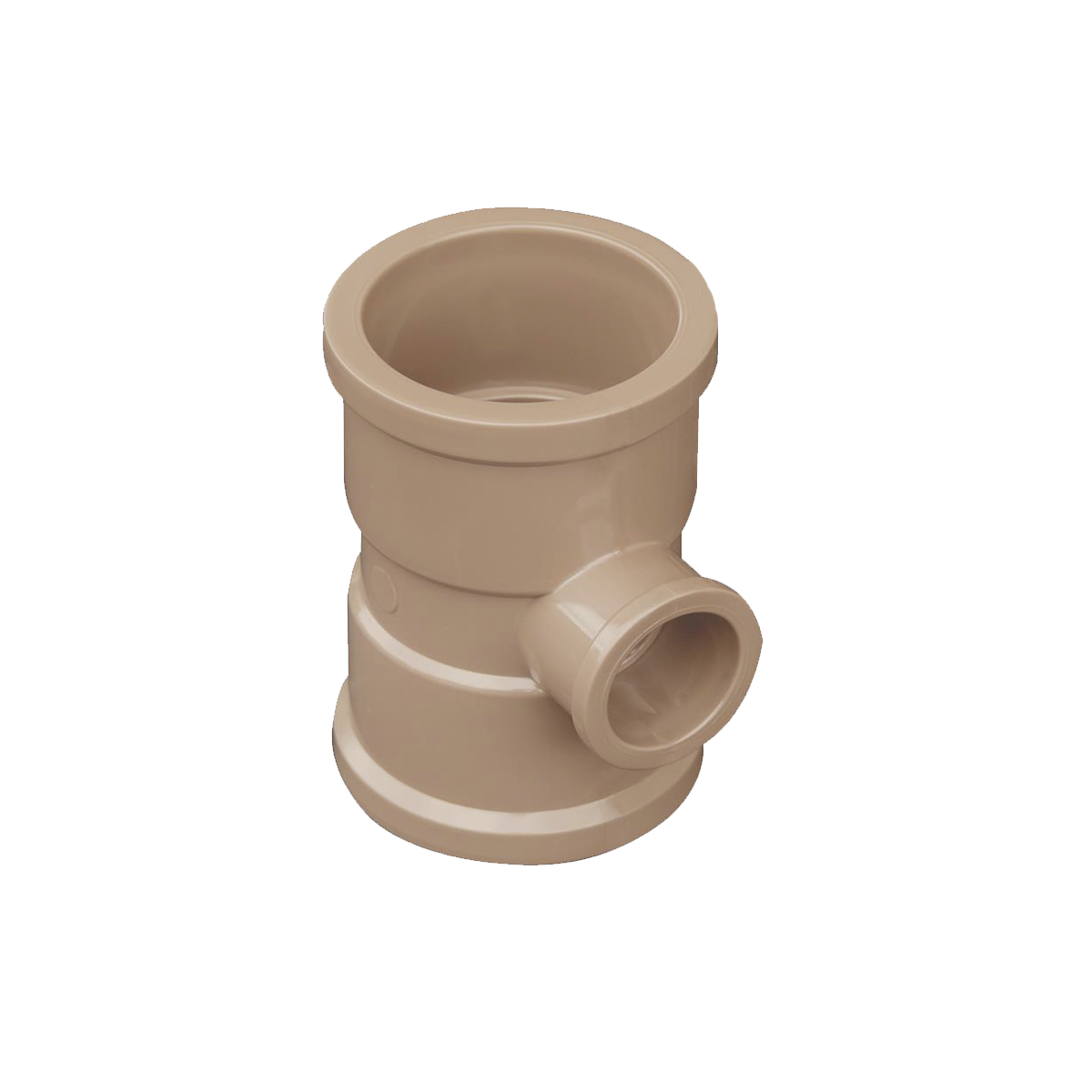 Tê de Redução 90º Soldável 50x25mm Akato - Conexão PVC para tubos, ideal para instalações hidráulicas que exigem mudança de direção e redução de diâmetro. Garante conexões seguras e sem vazamentos.