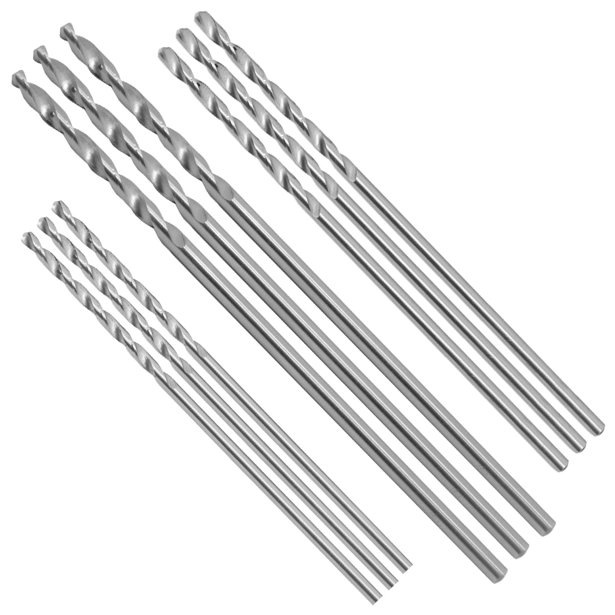 Kit Jogo 9 Brocas Mourão Madeira Extra Longa (6mm, 8mm, 10mm) Tradestar - Brocas de alta performance para madeira e fibrocimento, ideais para construção e bricolagem. Inclui brocas de diferentes tamanhos para furações precisas e versáteis.