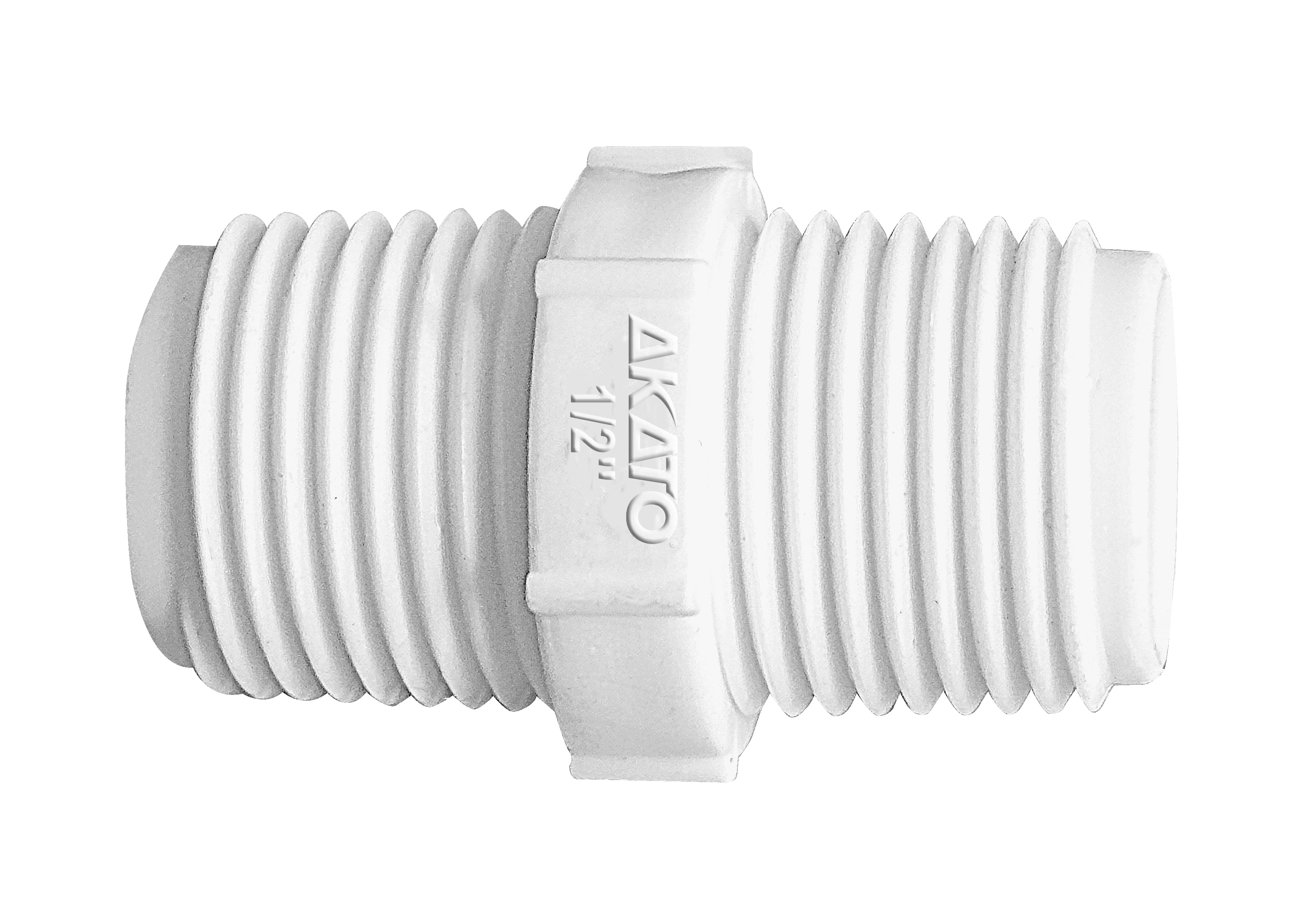 Nípel roscável 1/2 Akato branco para conexões hidráulicas. Conexão rosqueável de PVC, ideal para tubos de 1/2 polegada. Produto original, novo e com garantia. Perfeito para instalações seguras e sem vazamentos.