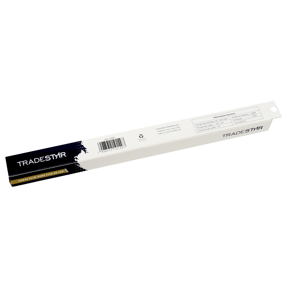 Fonte Driver Slim Mini 12v 60w 5a Bivolt Tradestar para Fita de LED - Ideal para iluminação eficiente e segura em projetos de CFTV e decoração. Bivolt, design compacto e fácil instalação. Garante energia estável e duradoura para fitas de LED.