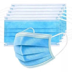 Máscara Descartável de Proteção 99% 3 Camadas - Caixa com 50 unidades. Máscaras azuis de proteção individual, com alças elásticas e tripla camada de filtragem para segurança em ambientes públicos e prevenção de doenças.