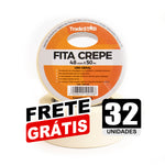 Fita adesiva crepe de papel TradeStar 48mm x 50m, kit com 32 rolos, ideal para uso geral em pinturas, embalagens e fixação temporária. Frete grátis.