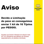 Aviso importante sobre envio: Devido à limitação de peso, é possível enviar apenas 1 kit de 16 tijolos por pedido. Para adquirir mais de um kit, realize compras separadas. Logotipo Mercado Livre.