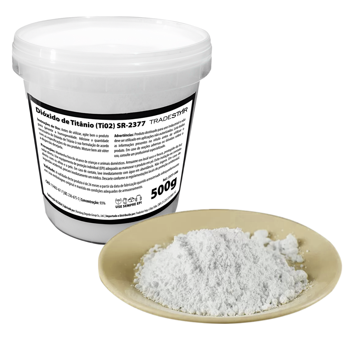 Dióxido de Titânio SR-2377 Pigmento Branco 500g Rutilo - Pigmento mineral de alta qualidade para uso em tintas, cosméticos e alimentos. Ideal para conferir brilho, opacidade e melhorar a consistência. Embalagem de 500g. Produto original, com garantia e envio imediato.