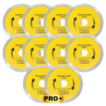 Kit com 10 Discos Diamantados Contínuos 110x20mm para Porcelanato Tradestar - Cortes precisos e limpos em pisos, azulejos, mármores e porcelanatos. Ideal para profissionais, com corte refrigerado e garantia. Ferramenta essencial para acabamentos impecáveis.