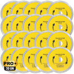 Kit com 20 Discos Diamantados Contínuos 110x20mm para Porcelanato Tradestar - Cortes precisos e limpos em pisos, azulejos, mármores e porcelanatos. Ideal para profissionais de revestimento. Corte refrigerado, envio imediato e garantia.