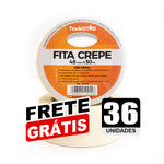Fita adesiva crepe de papel TradeStar 48mm x 50m, kit com 36 rolos, ideal para uso geral em pinturas, embalagens e fixação temporária. Frete grátis.