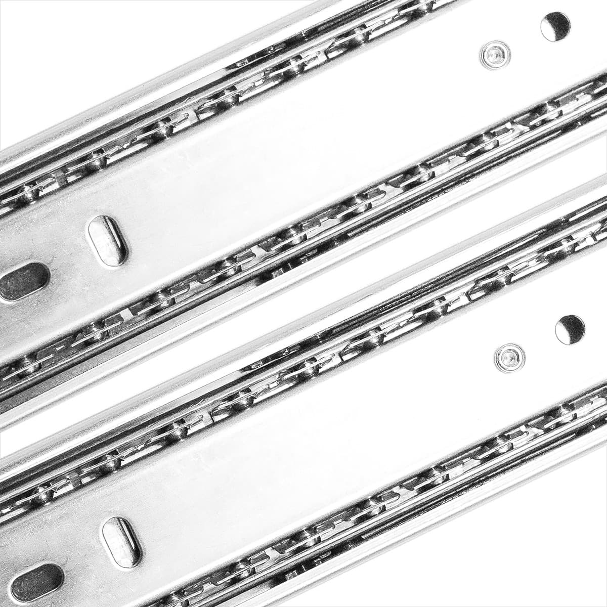 Corrediça para gaveta com trilho telescópico de 40 cm, par, suporta 30kg. Fabricada em aço zincado, ideal para móveis e gavetas.