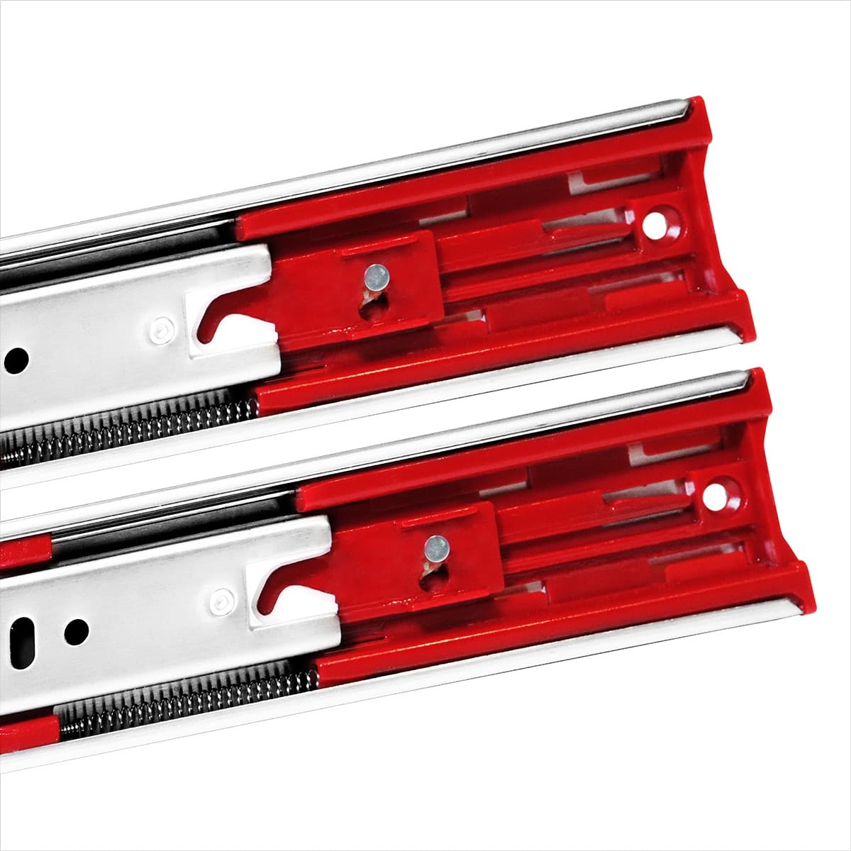 Corrediça Inox 304 Soft Close com Amortecedor 45cm 25kg - Par. Trilho telescópico para gavetas, aço inoxidável, fechamento suave e silencioso. Ideal para móveis e projetos de marcenaria.