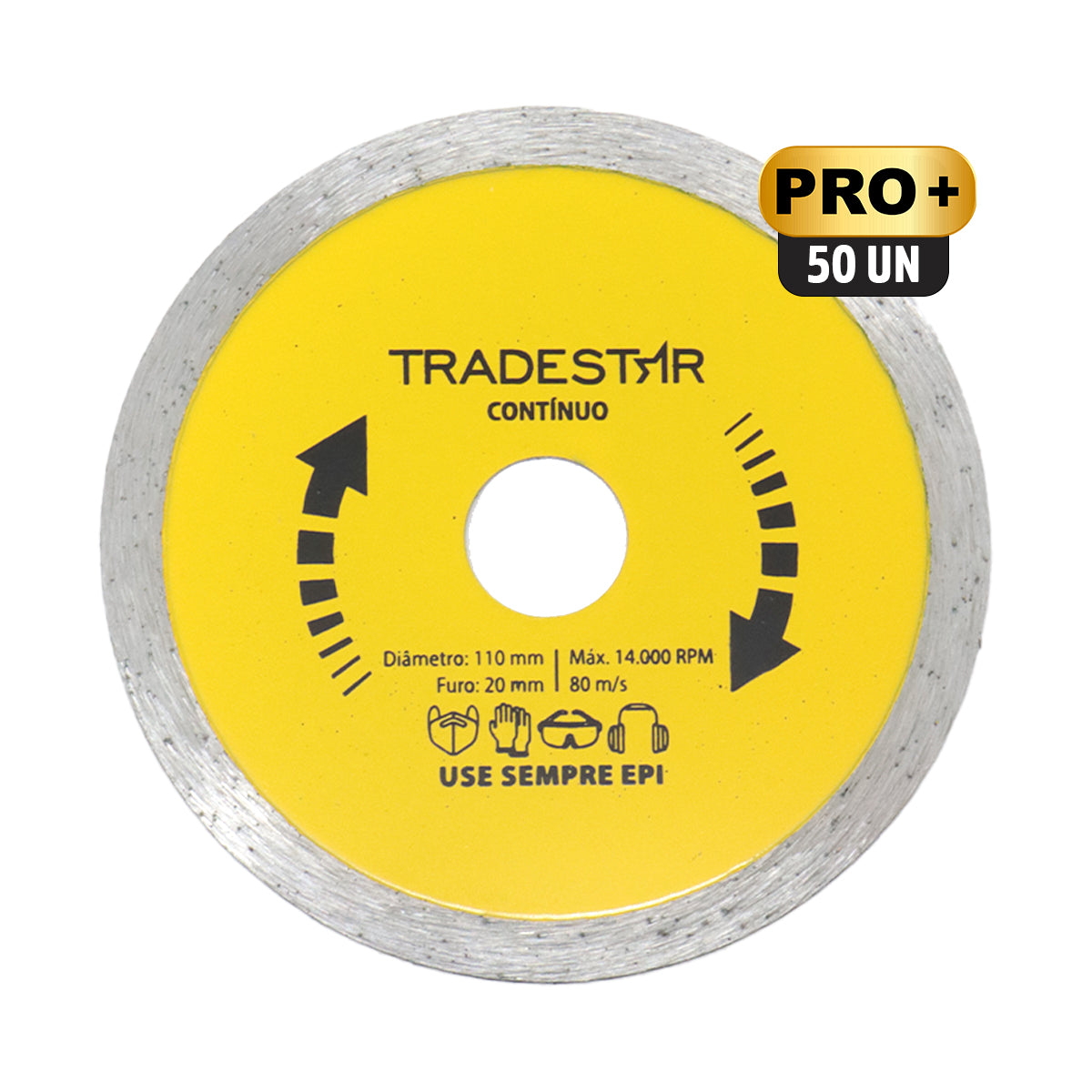 Kit com 50 Discos Diamantados Contínuos 110x20mm Tradestar para porcelanato. Ideal para cortes precisos em pisos, azulejos, mármores e porcelanas. Ferramenta profissional para acabamentos impecáveis. Corte refrigerado e envio imediato.
