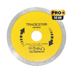 Kit com 50 Discos Diamantados Contínuos 110x20mm Tradestar para porcelanato. Ideal para cortes precisos em pisos, azulejos, mármores e porcelanas. Ferramenta profissional para acabamentos impecáveis. Corte refrigerado e envio imediato.