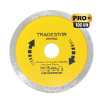 Kit com 100 Discos Diamantados Contínuos 110x20mm para Porcelanato Tradestar - Corte preciso e eficiente em pisos, azulejos, mármores e porcelanatos. Ideal para profissionais da construção e projetos de revestimento. Produto original, com nota fiscal e garantia.