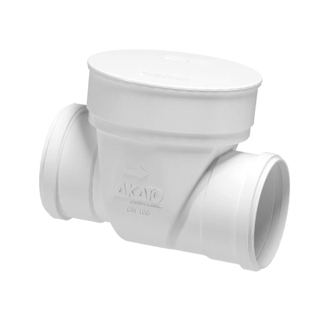 Válvula de Retenção DN100 Akato para sistemas de esgoto e drenagem. Previne refluxo, garantindo fluxo unidirecional. Durável e fácil de instalar. Ideal para sistemas DN100. Compre na JJC Ferramentas.