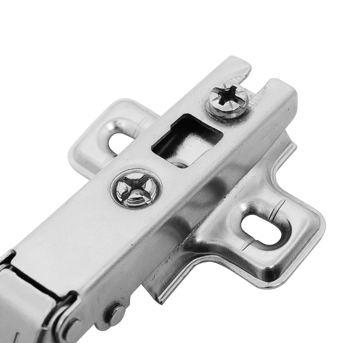Dobradiça Caneco Calço Simples 35mm Reta Armário Tradestar - Dobradiça de aço niquelado para móveis, com abertura de 110 graus, ideal para portas de armário com espessura de 14 a 23mm. Garante fechamento suave e ajuste preciso.