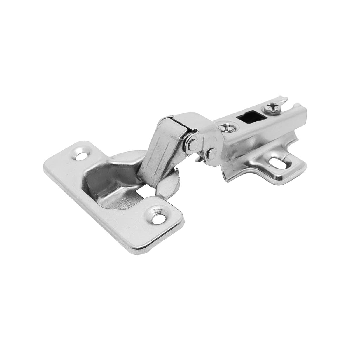 Dobradiça Caneco Calço Simples 35mm Curva para Armário e Móveis - Dobradiça de aço niquelado com abertura de 110 graus, ideal para portas de armários e móveis com espessura de 14 a 23mm. Garante fechamento suave e ajuste preciso.