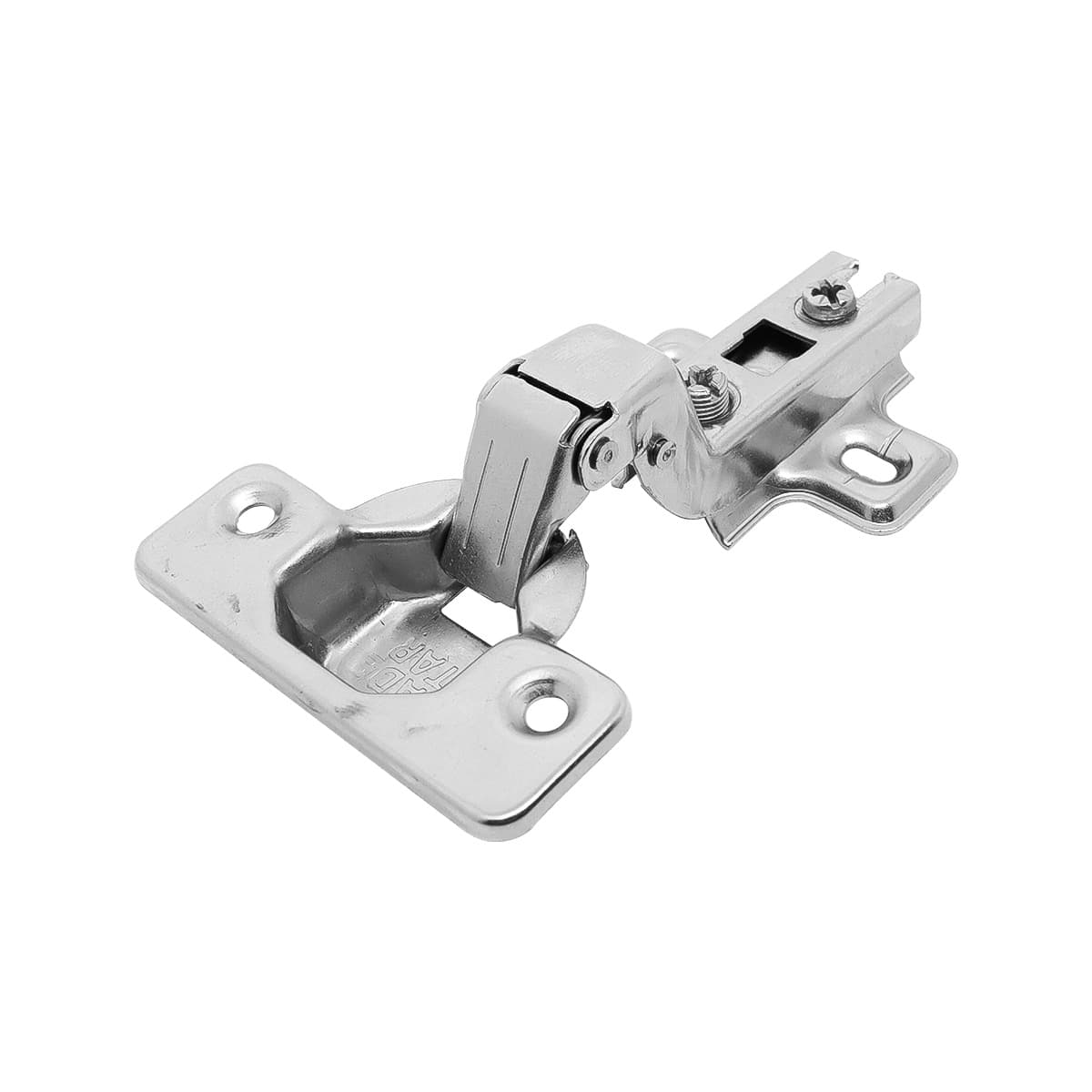 Dobradiça Slide On 110° Caneco 35mm H=0 Alta para Armário e Móveis - Fechamento suave e silencioso, aço niquelado, abertura 105°, ideal para portas de 14mm a 21mm.