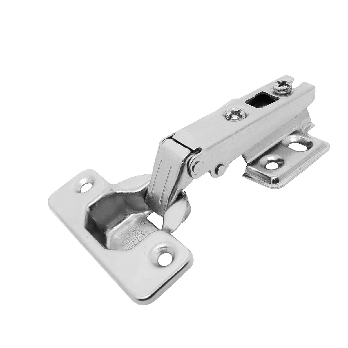 Dobradiça Slide On 110° Reta para Armário e Móveis 35mm Tradestar - Dobradiça de aço niquelado com abertura de 110°, caneco de 35mm e altura do calço de 2mm. Ideal para portas de armários e móveis com espessura entre 14mm e 23mm.